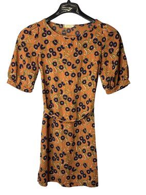 Pixi + Ivy Mini Shirt Dress Size S Belted Abstract Leopard Print Multicolor Y2K
